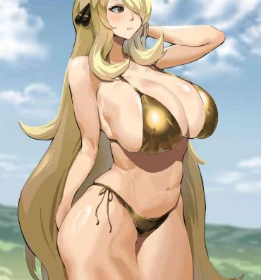 Barely 18 Porn Cynthia is embarrassed to wear a gold bikini- Pokemon | pocket monsters hentai High